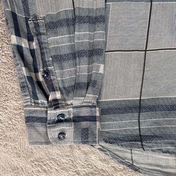 Desigual Rainbow Grey Plaid Patchwork Button-Down Shirt Graffiti Accents sz XL - Picture 11 of 13